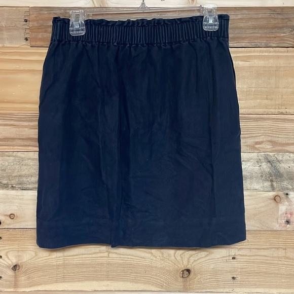 J. Crew size 0 Navy Blue Linen/Cotton Blend Mini Elastic Waist Band Skirt - Picture 6 of 9